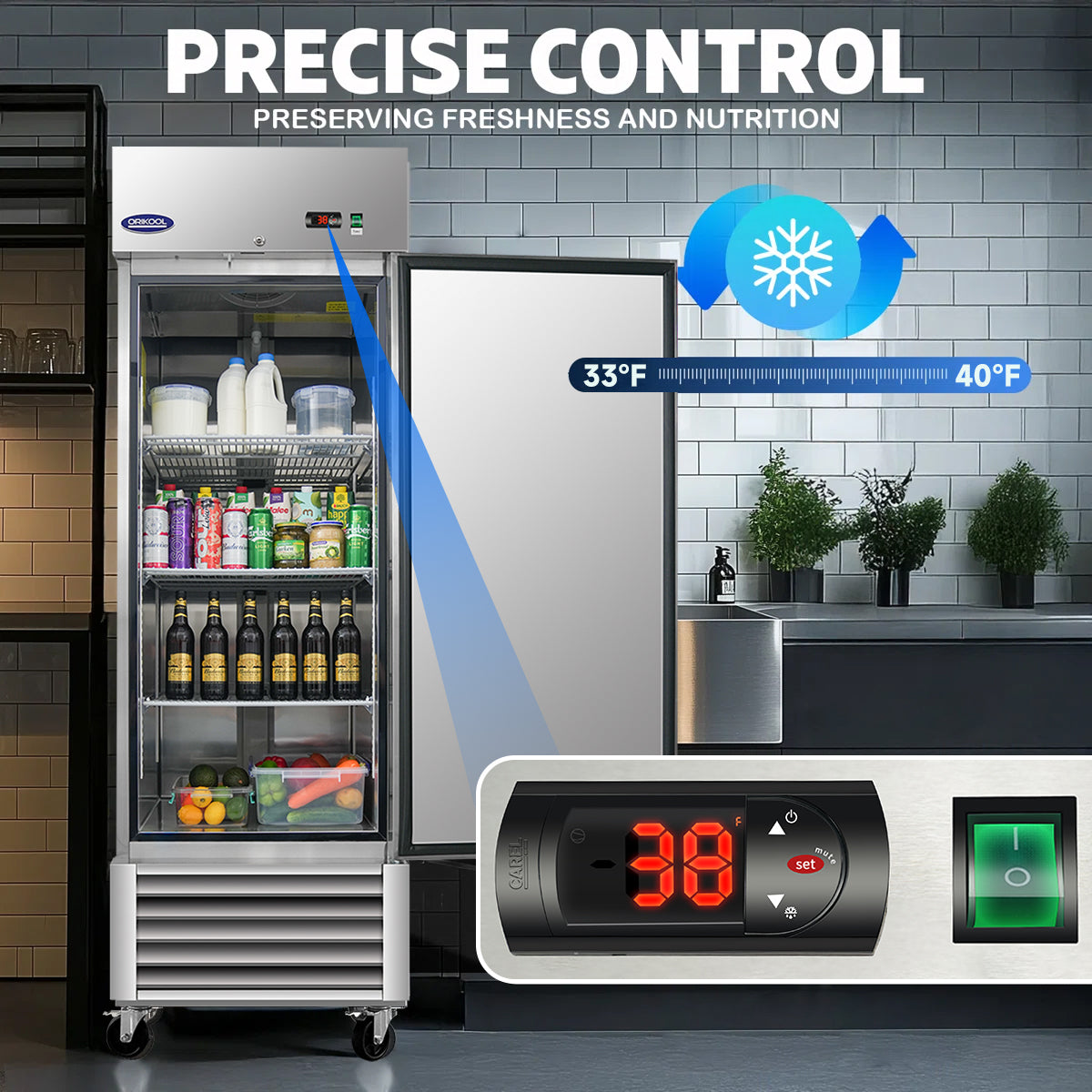 Dexmalle 27" Commercial Refrigerator 23 Cu.ft with 1 Solid Door Reach-In Refrigerators