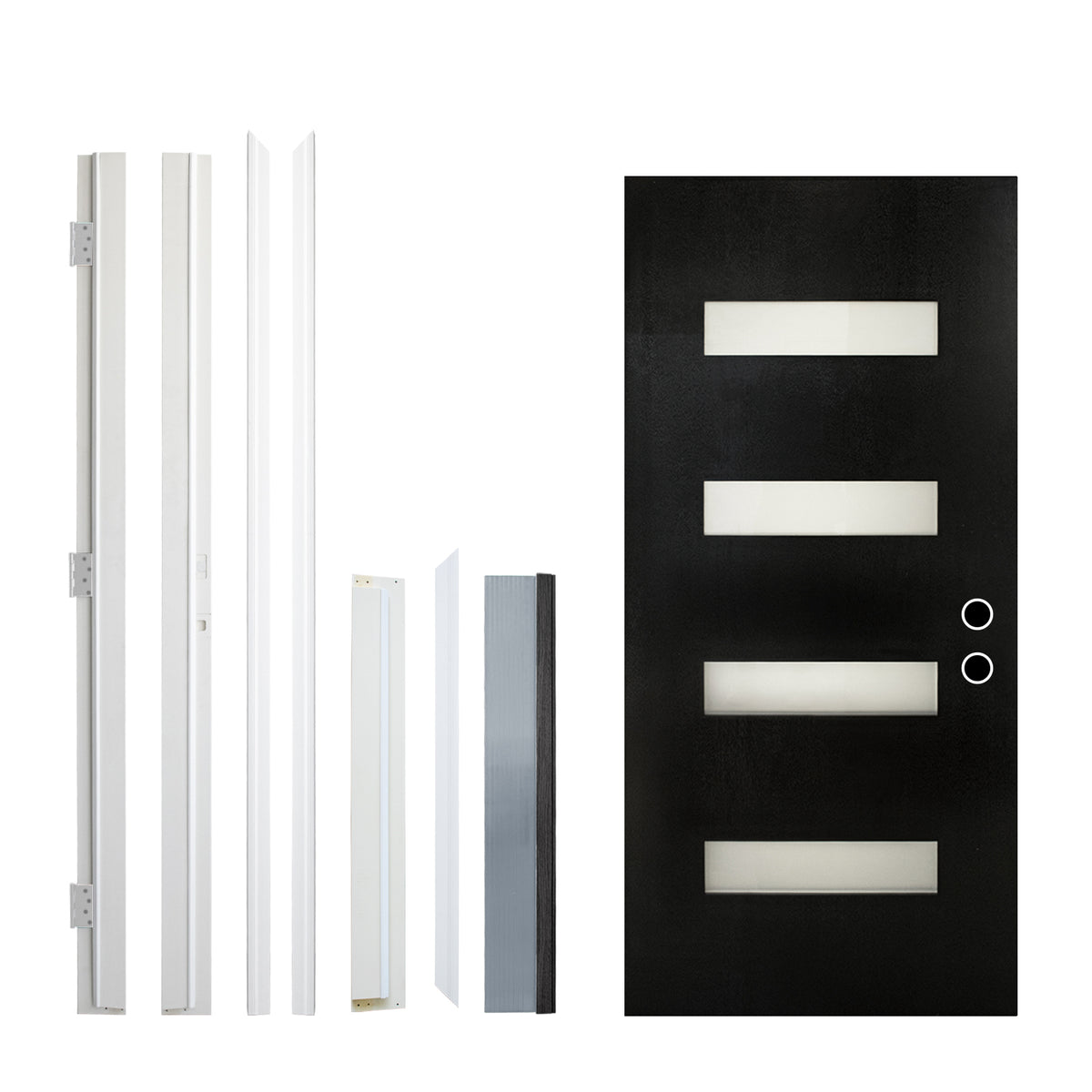 Dexmalle 36 x 80 Inch FRP Entry Door with Frosted Glass - Contemporary Style for Home's Front Entrance