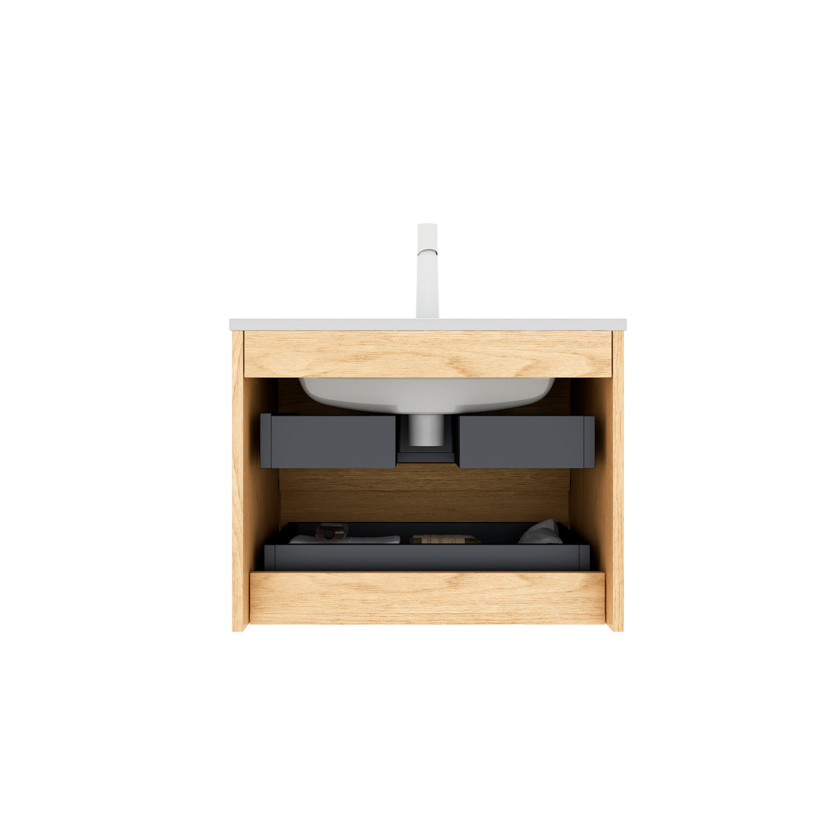 Dexmalle 24" Bathroom Vanity with Sink, Wall-Mounted Floating Plywood Bathroom Storage Cabinet with Drawers