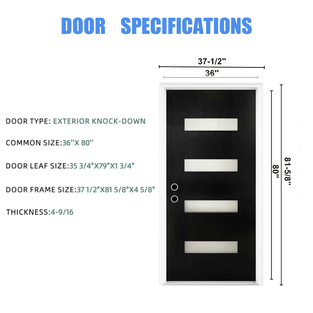 Dexmalle Right Hand 36 x 80 Fiberglass Entry Door with Brickmould