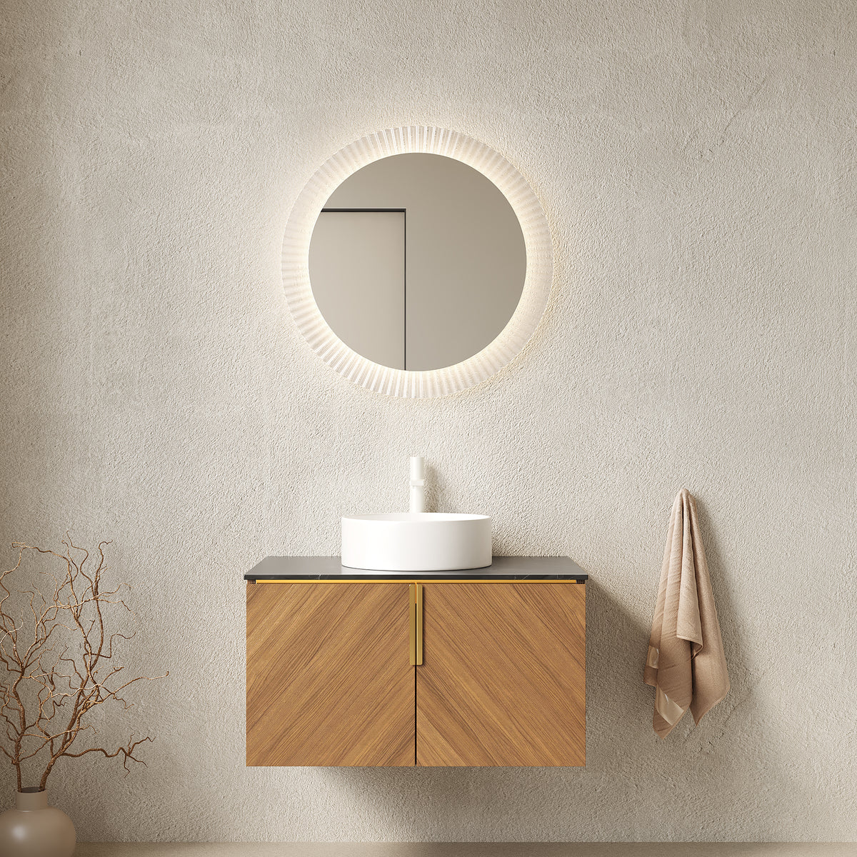 Dexmalle 30" Bathroom Vanity with Sink, Wall-Mounted Plywood Bathroom Storage Cabinet with Double Doors