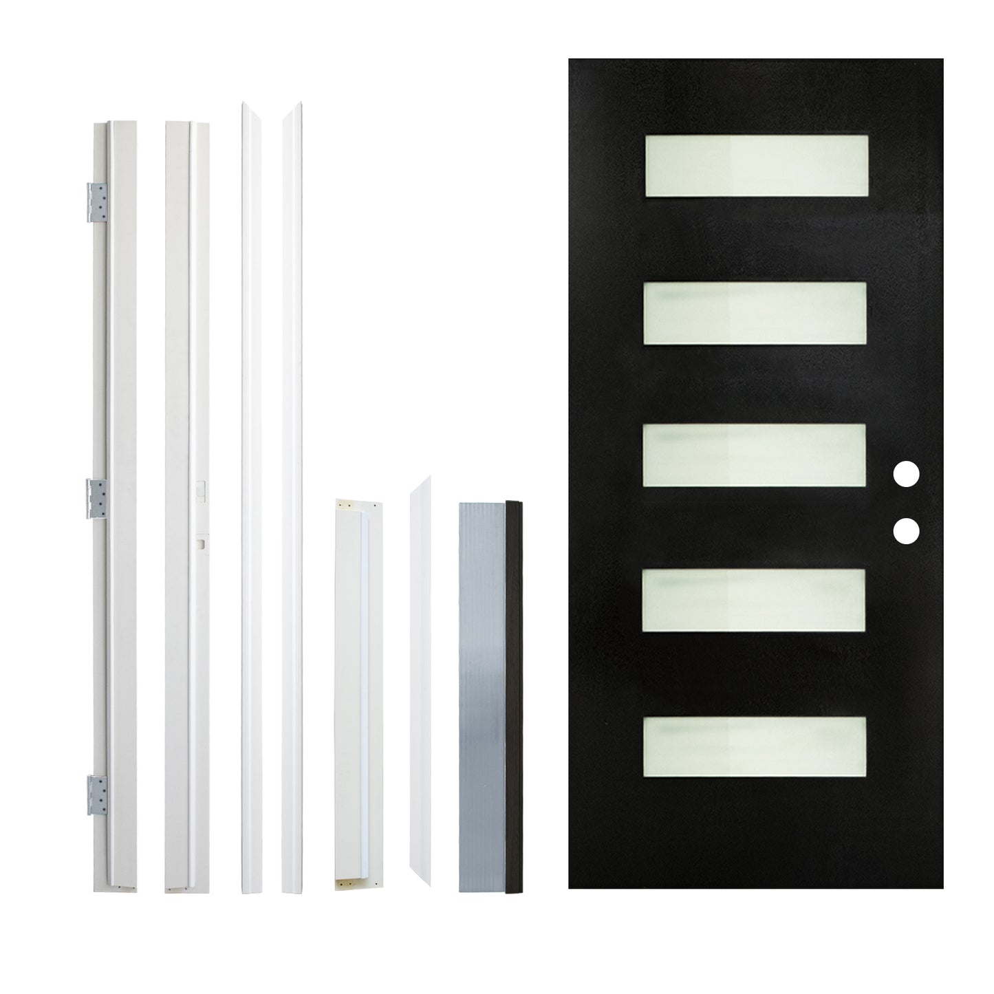 Dexmalle Left Hand Inswing 36 x 80 Fiberglass Entry Door with White Vinyl Frame