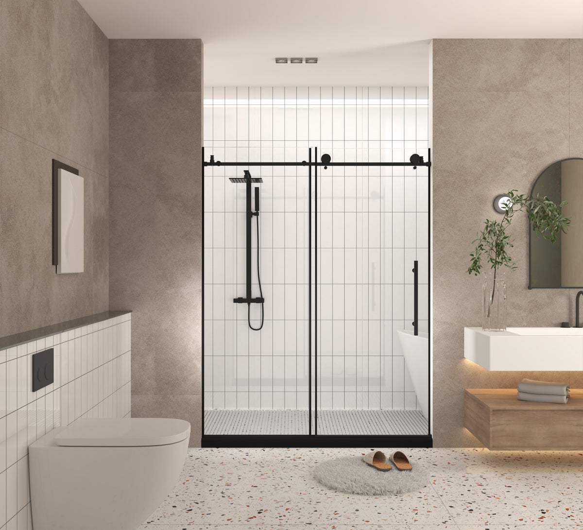 Dexmalle Frameless shower door 56-60 "W x 76" H