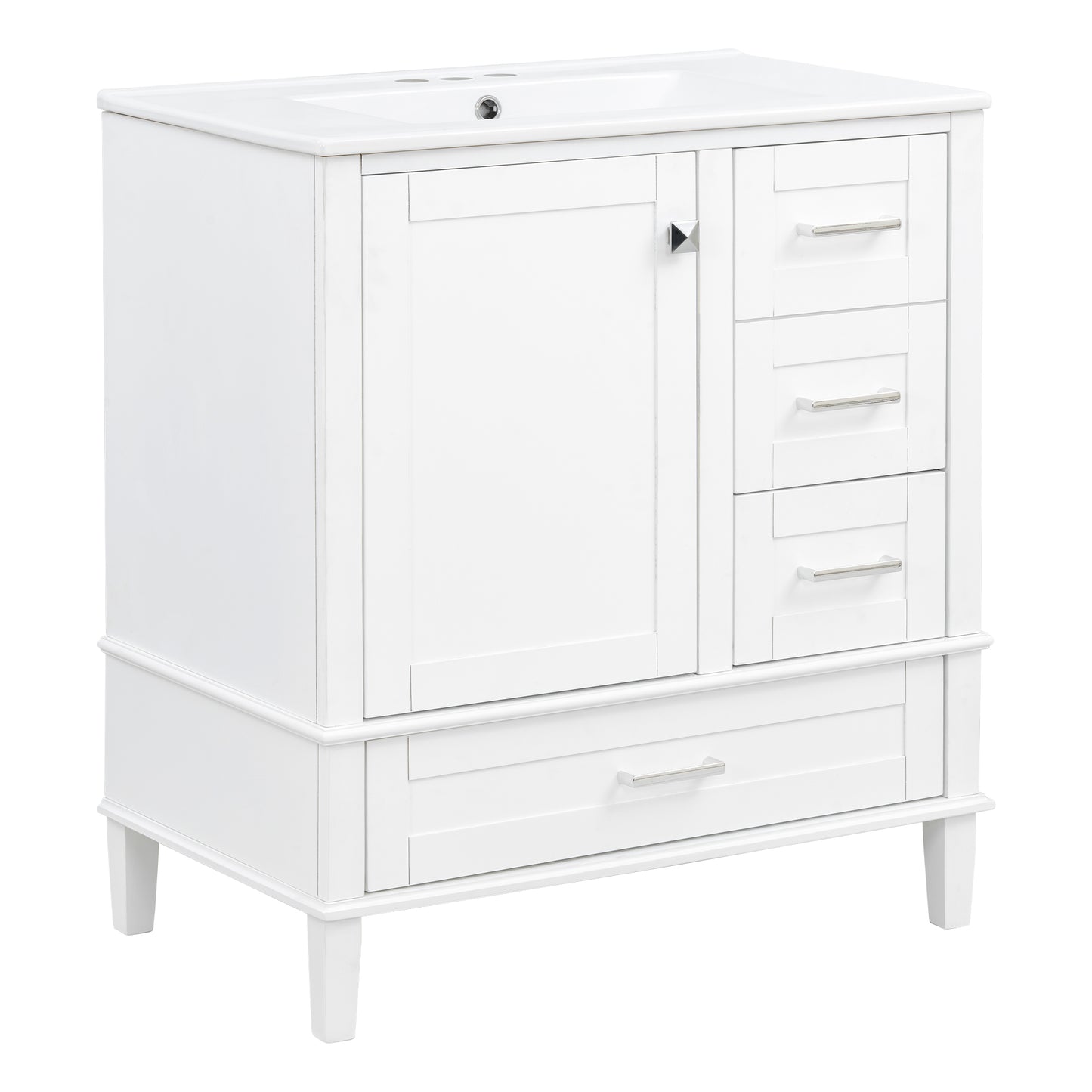 Dexmalle 30-in White Modern Freestanding Single Sink Bathroom Vanity with Ceramic Sink