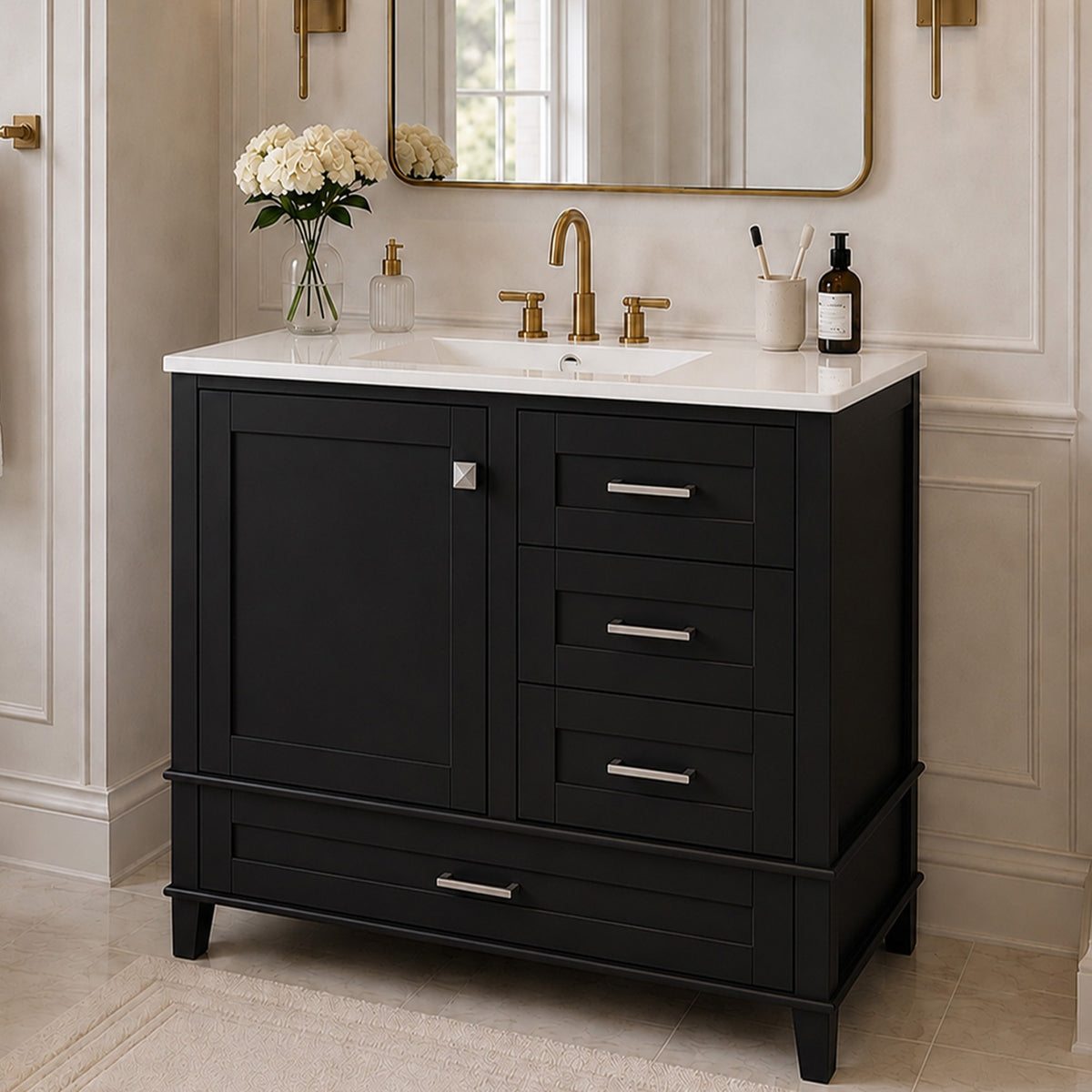 Dexmalle 36" Black Modern Bathroom Cabinet with Sink Combo Set