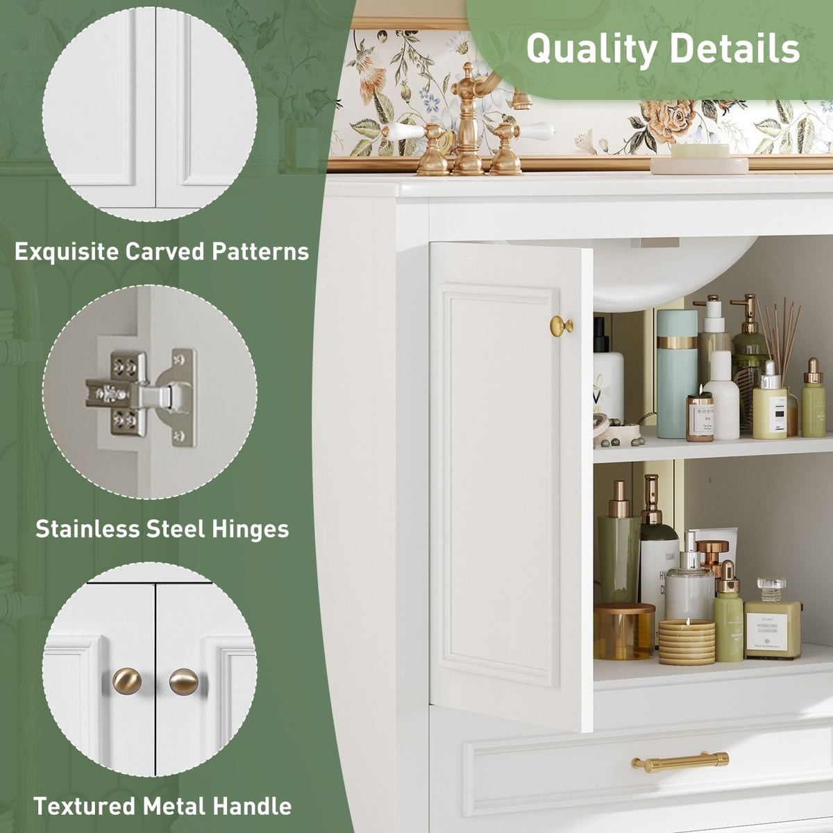 Dexmalle 30" Luxurious Bathroom Vanity with Ceramic Sink