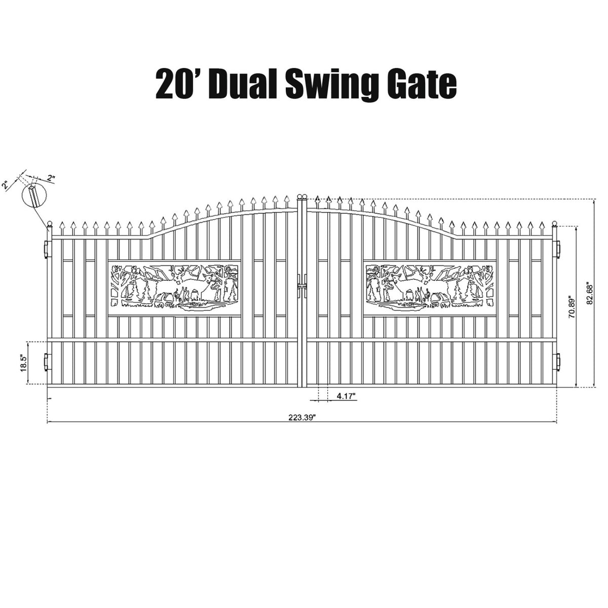 Dexmalle 20FT x 7FT Heavy-Duty Bi-Parting Iron Gate