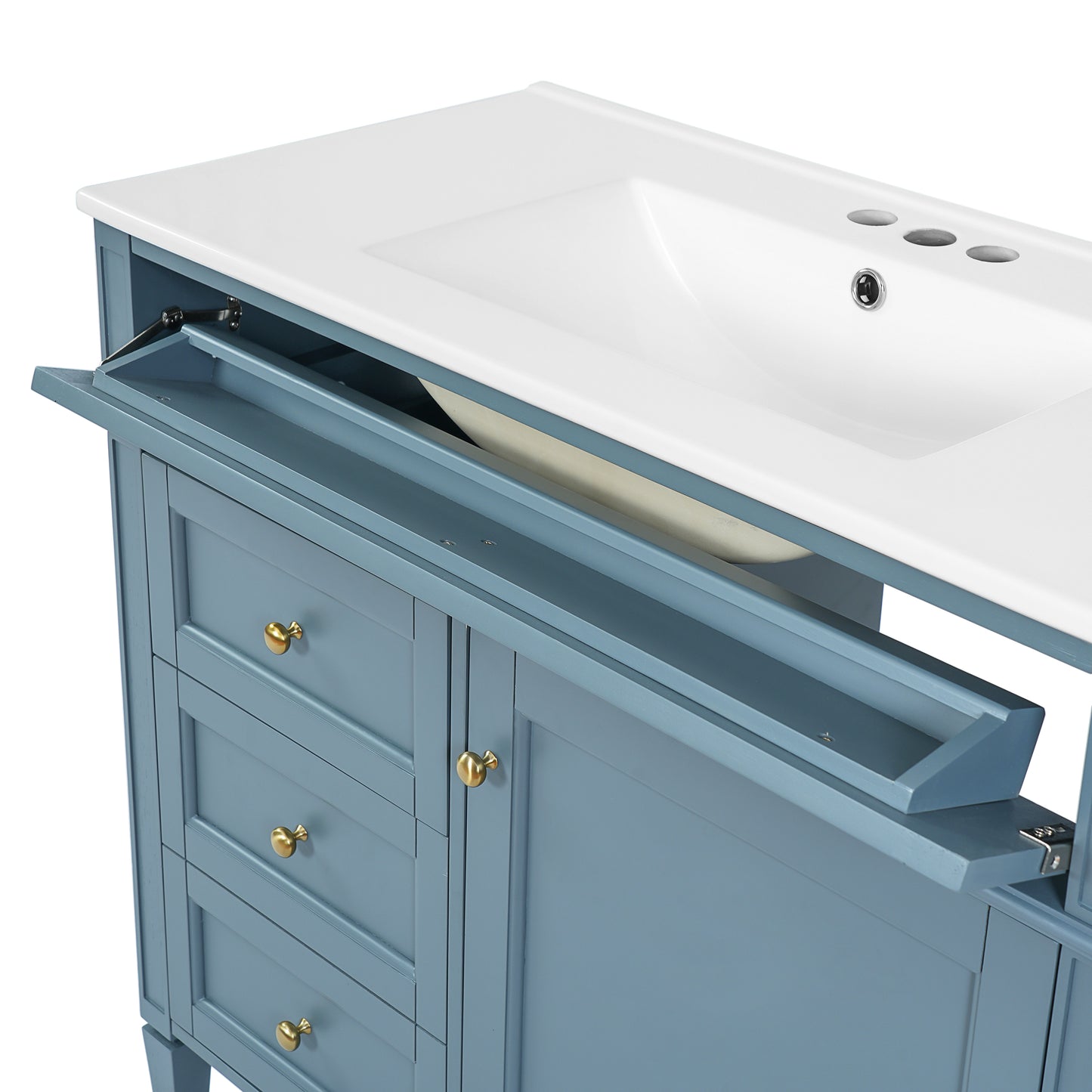 Dexmalle 36inch Bathroom Vanity with Top Sink 2 Drawers and a Tip-out Drawer
