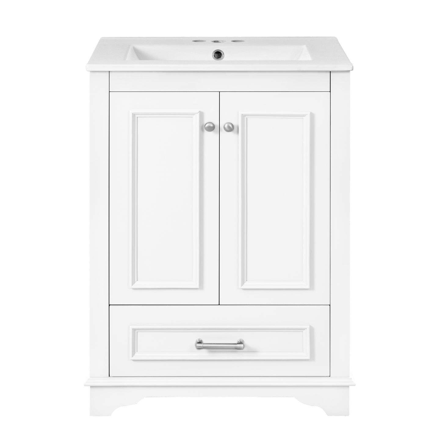 Dexmalle 24-in White Freestanding Single Sink Bathroom Vanity with White Ceramic Top