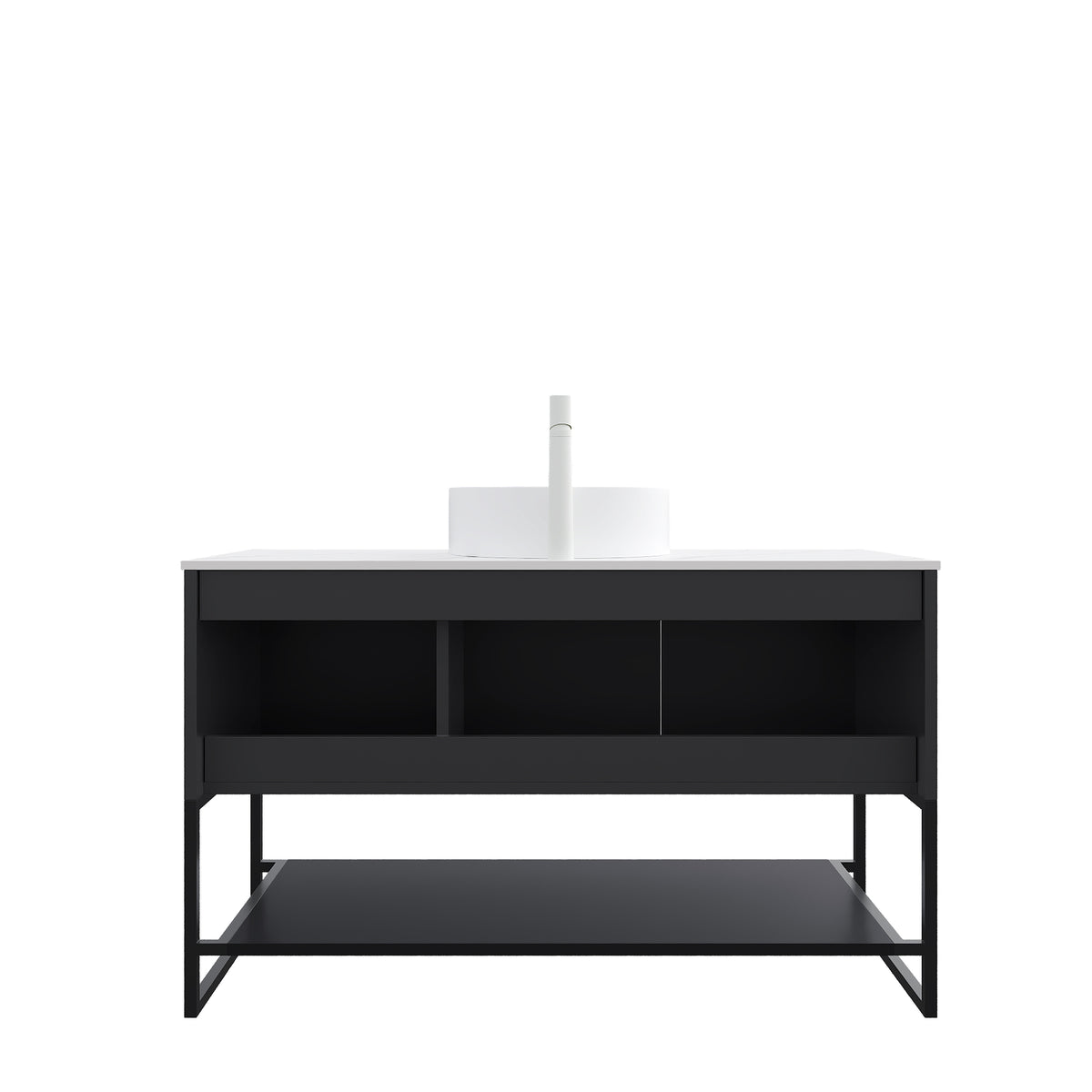Dexmalle  48" Bathroom Vanity with Sink, Freestanding Bathroom Storage Cabinet with 3 Doors and Open Shelf