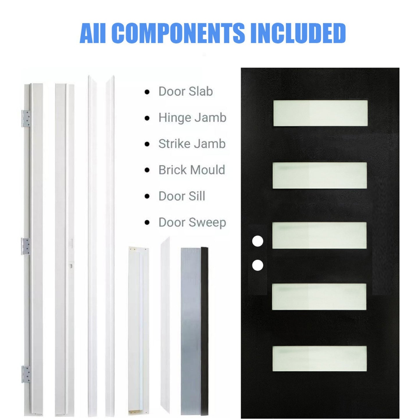 Dexmalle Right Hand Inswing 36 x 80 Fiberglass Entry Door with 4-9/16 White Vinyl Frame