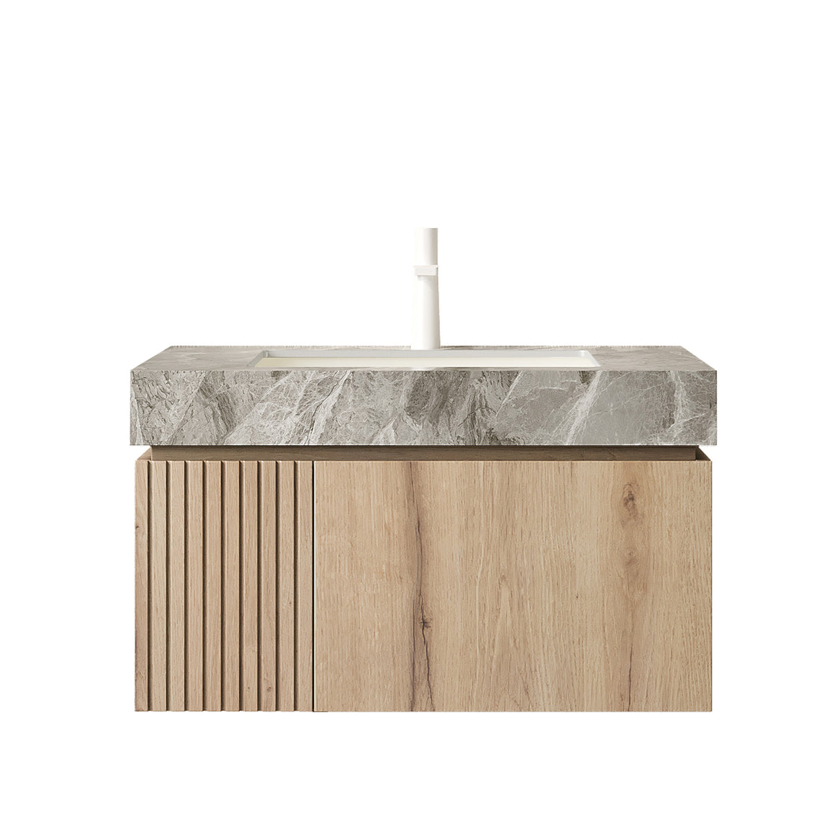 Dexmalle Bathroom Vanity&Sink, Floating Plywood Storage Cabinet with Drawer&Door