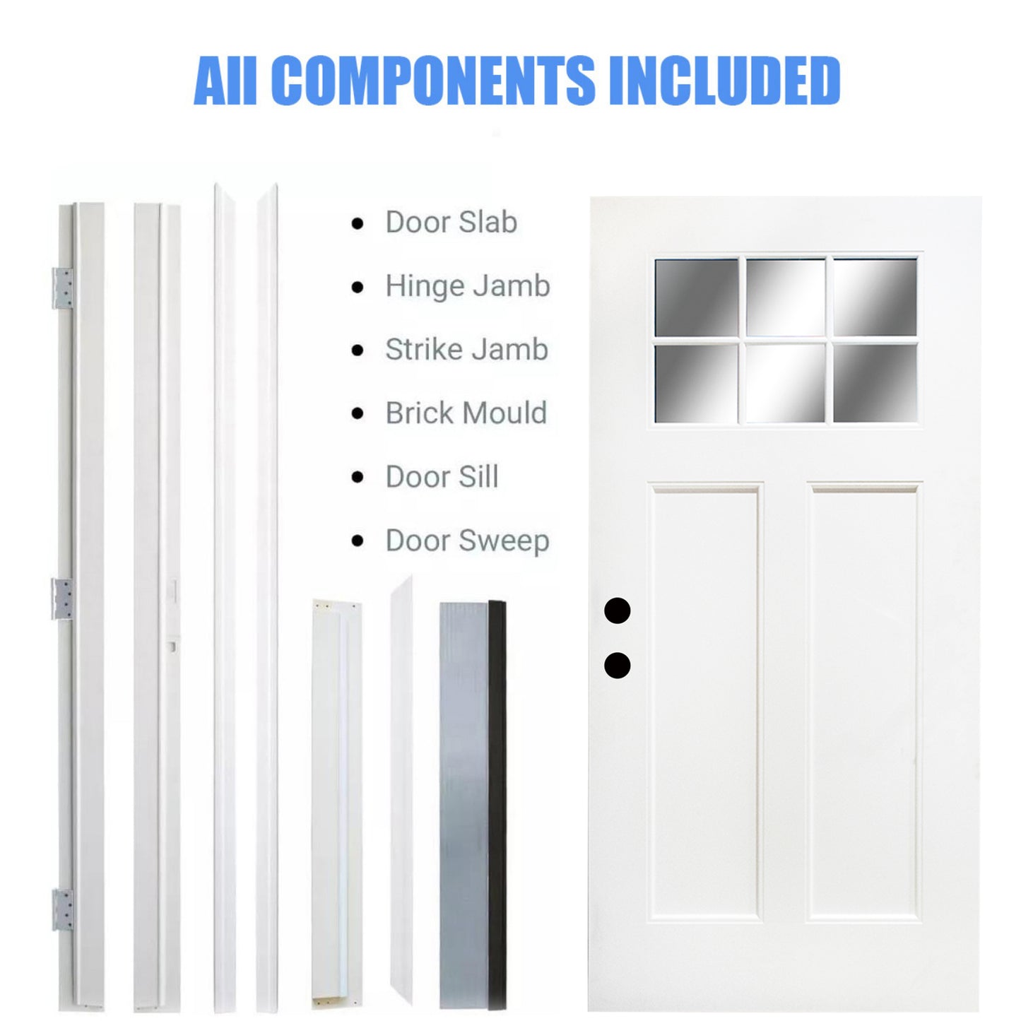 Dexmalle 36'' x 80" Fiberglass Entry Door with Brickmould Right Hand Inswing