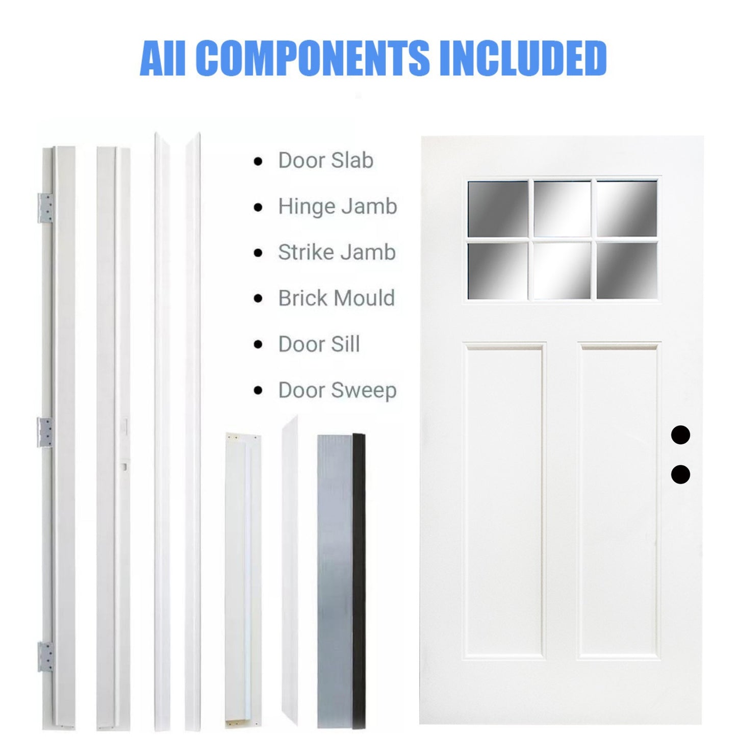 Dexmalle 36'' x 80" Fiberglass Entry Door with Brickmould Left Hand Inswing