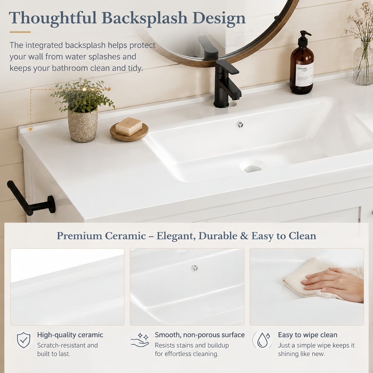 Dexmalle 48 Inch White Bathroom Vanity with Sink