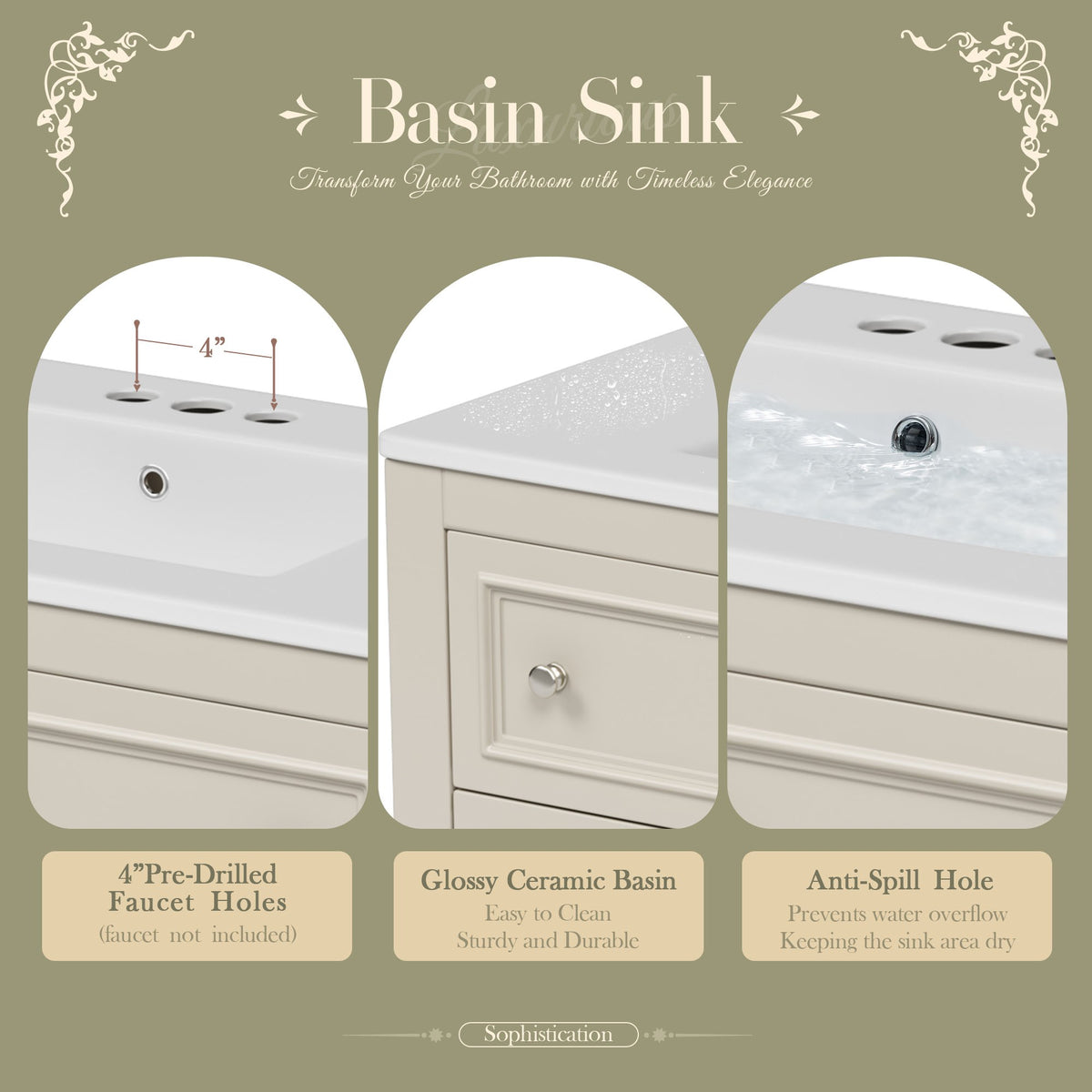 Dexmalle 36" Bathroom Vanity Cabinet with Sink Combo Set
