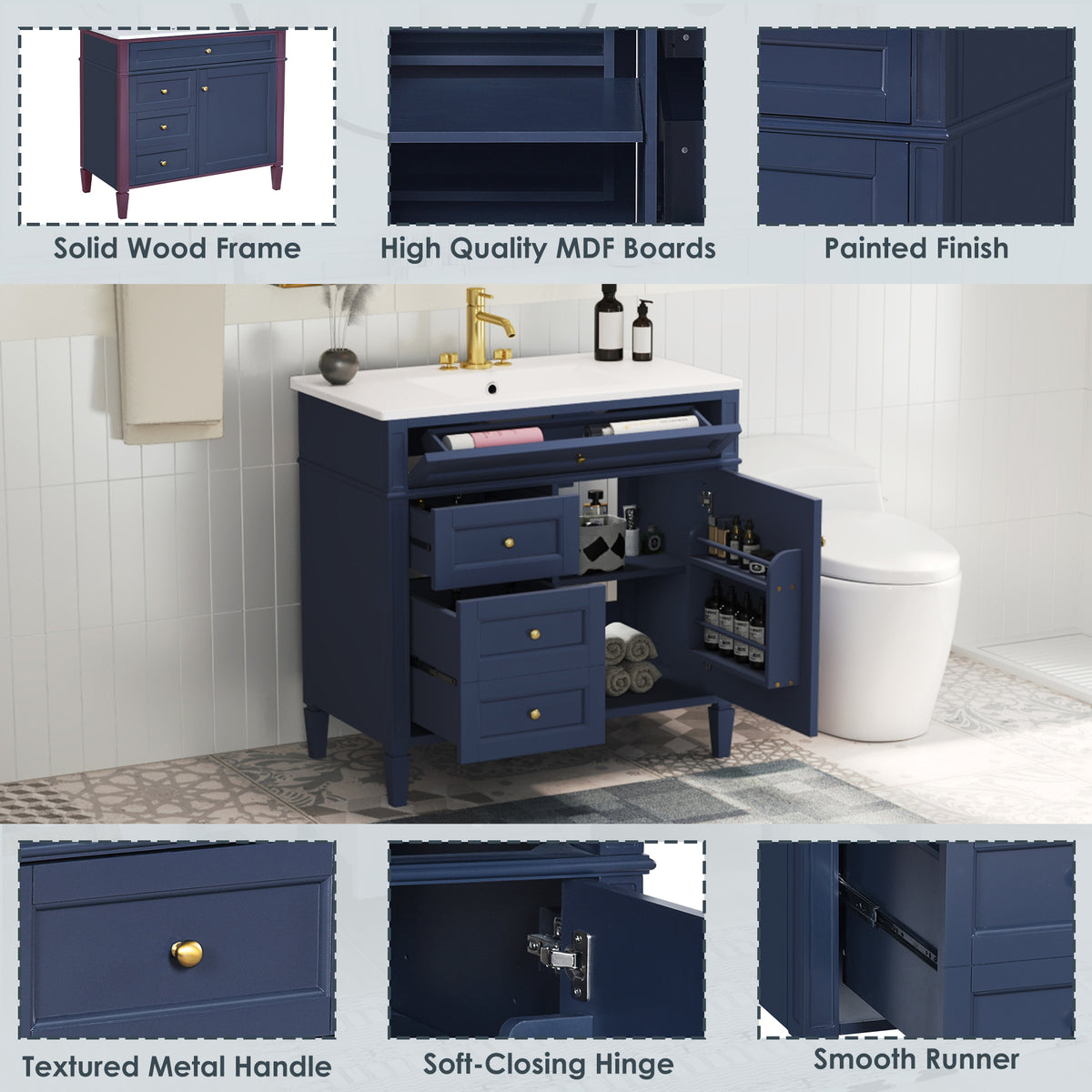 Dexmalle 36'' Bathroom Vanity with Top Sink