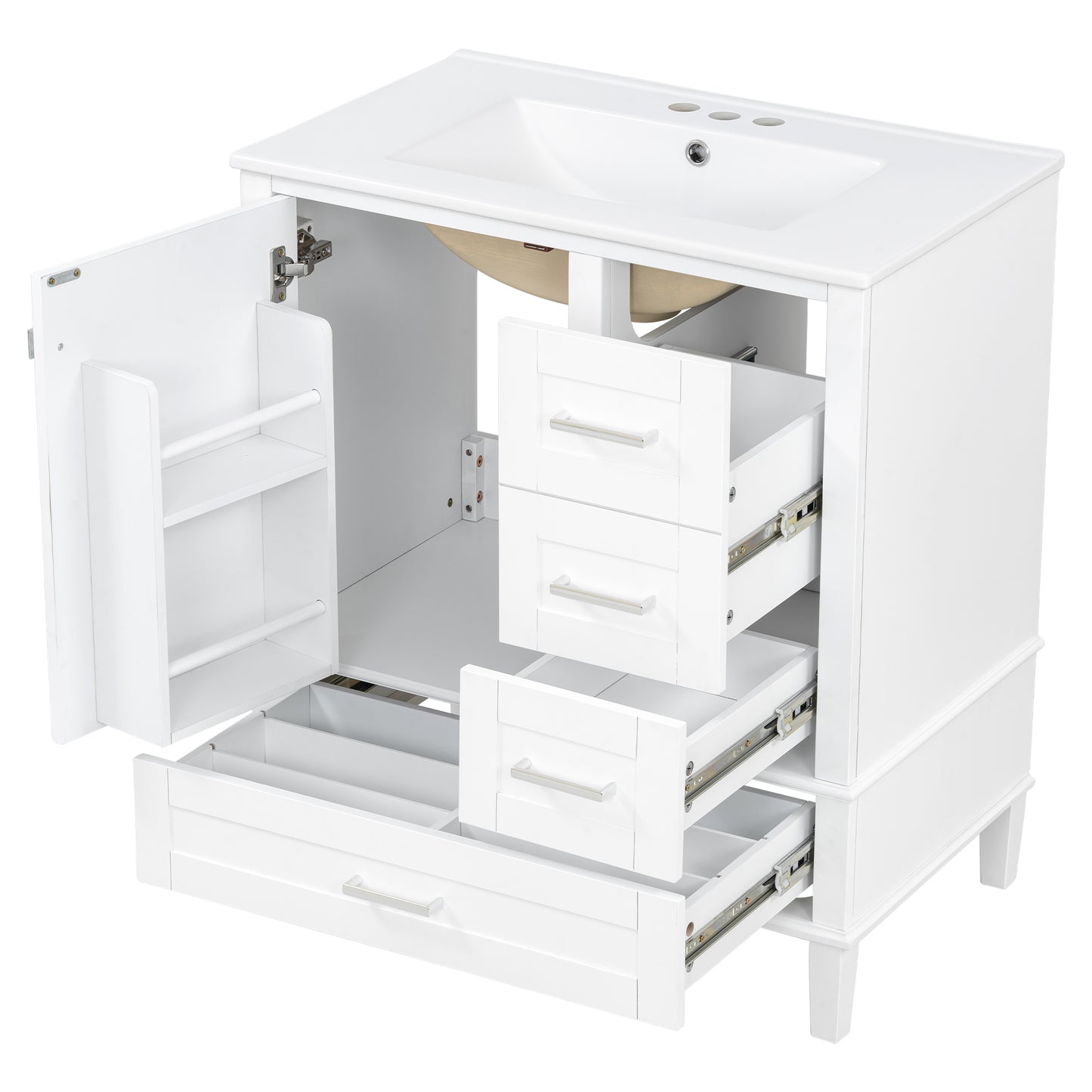 Dexmalle 30-in White Modern Freestanding Single Sink Bathroom Vanity with Ceramic Sink