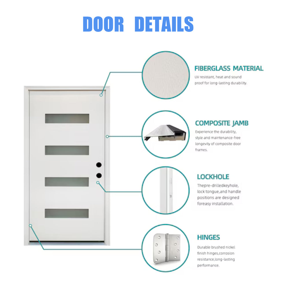 Dexmalle Left Hand Inswing 36 x 80 Fiberglass Entry Door