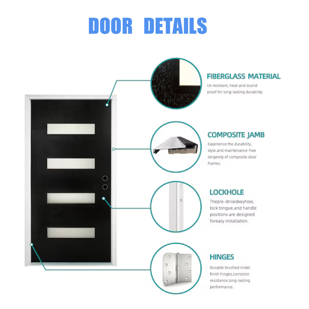Dexmalle Left Hand 36 x 80 Fiberglass Entry Door with Brickmould