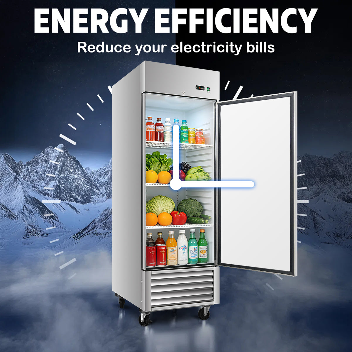 Dexmalle 27" Commercial Refrigerator 23 Cu.ft with 1 Solid Door Reach-In Refrigerators