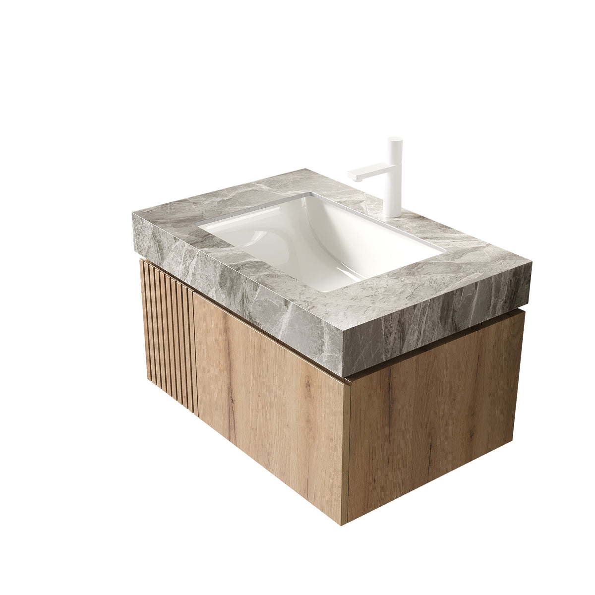 Dexmalle Bathroom Vanity&Sink, Floating Plywood Storage Cabinet with Drawer&Door