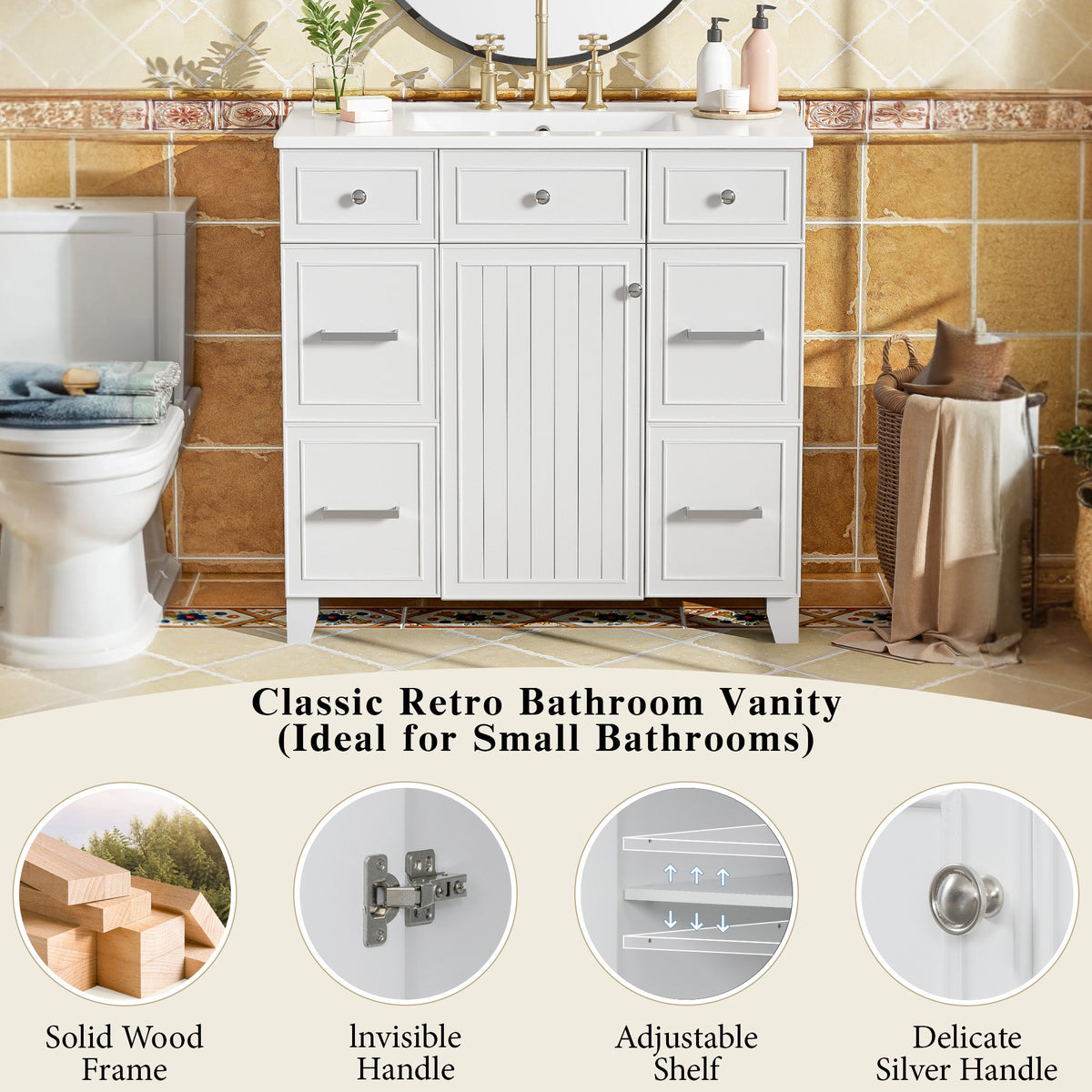 Dexmalle 36" Bathroom Vanity with Ceramic Sink
