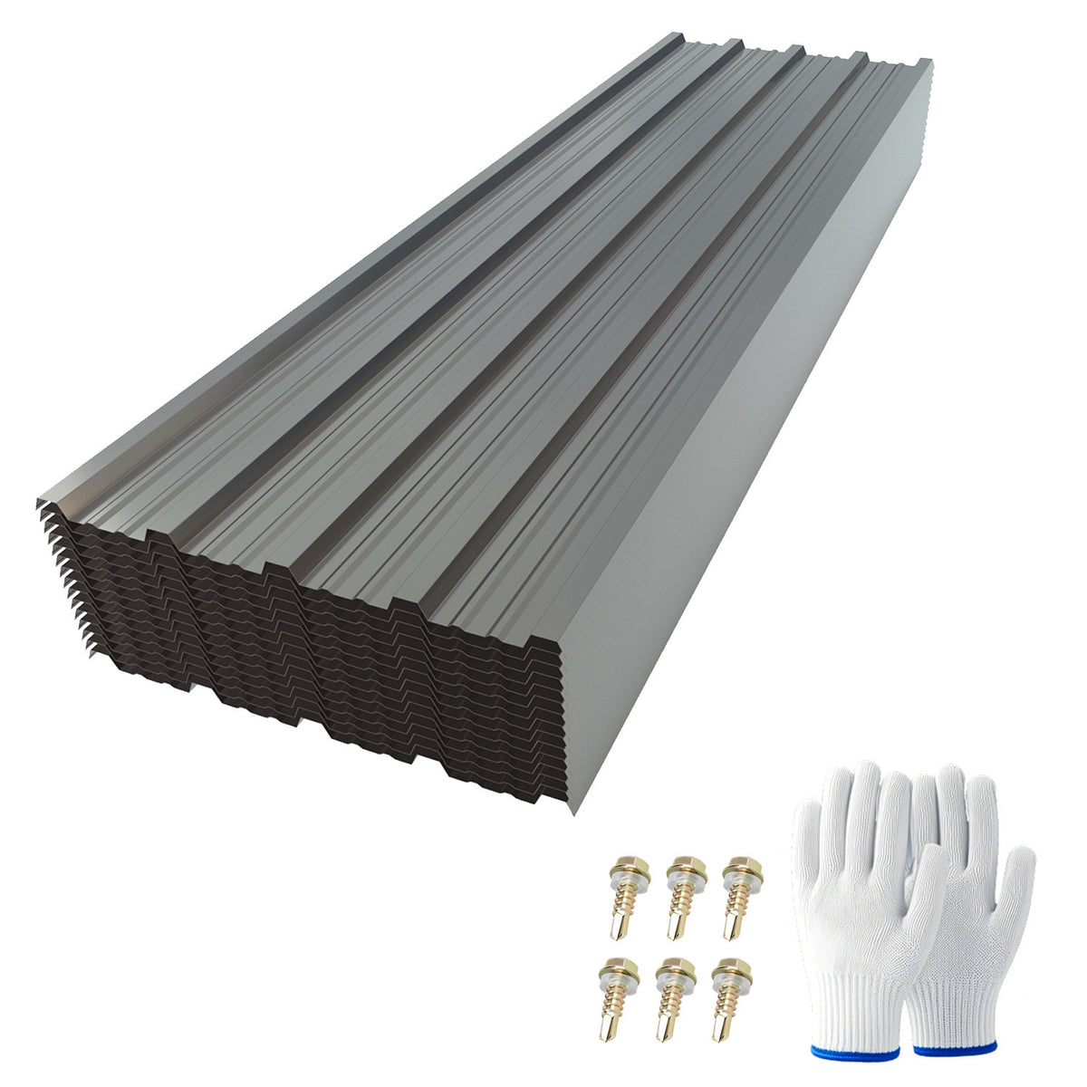 Dexmalle 15 Pcs Galvanized Steel Corrugated Roof Panels 72.85"x18.9"