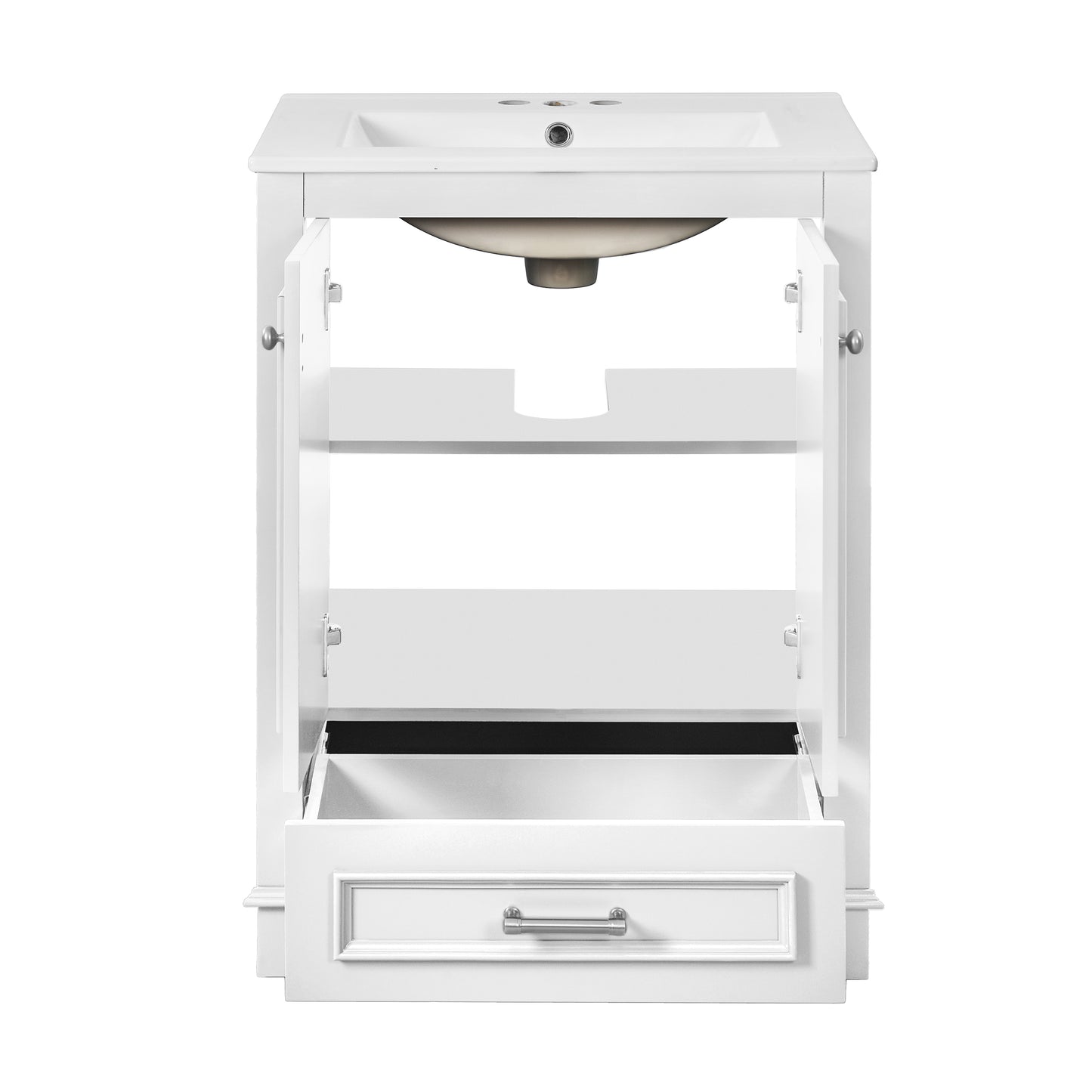 Dexmalle 24-in White Freestanding Single Sink Bathroom Vanity with White Ceramic Top