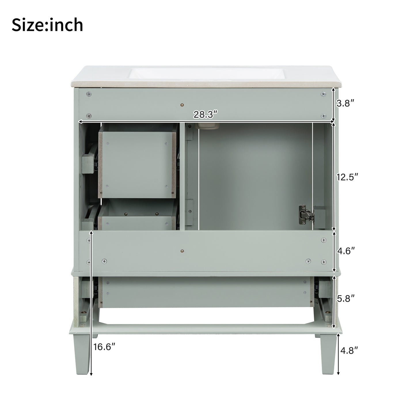 Dexmalle 30-in Light Green Freestanding Single Sink Bathroom Vanity with White Ceramic Top and Drawers