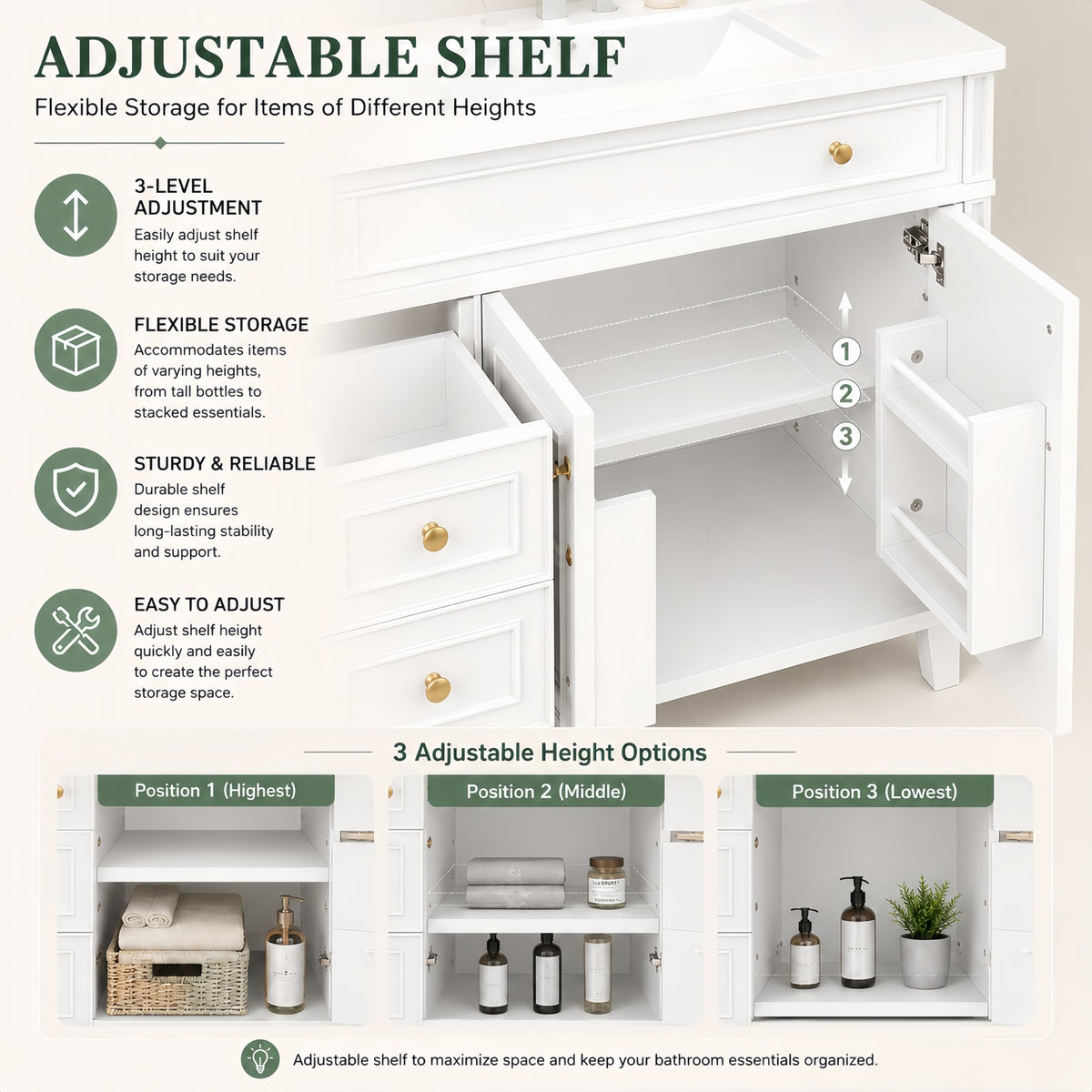 Dexmalle 36 Inch Elegant Modern Bathroom Vanity with Sink