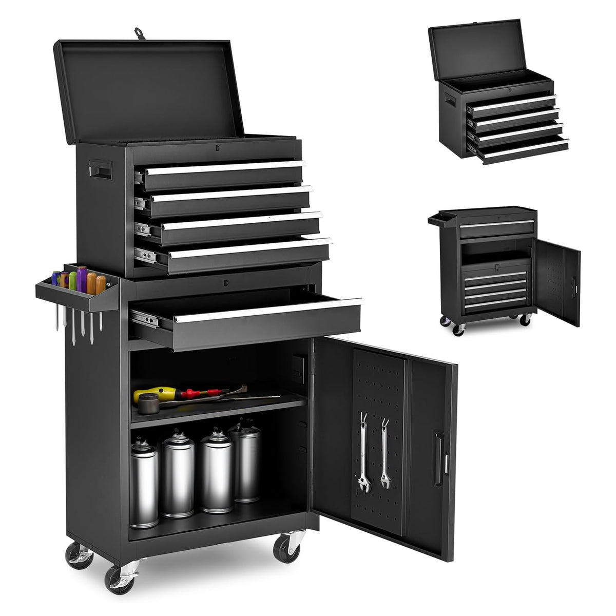 Dexmalle 5-Drawer Rolling Tool Storage Cabinet with Detachable Top Tool Box