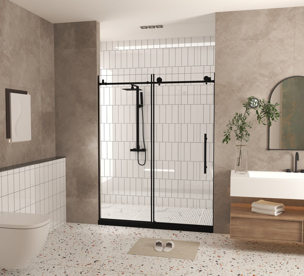 Dexmalle Frameless shower door 56-60 "W x 76" H