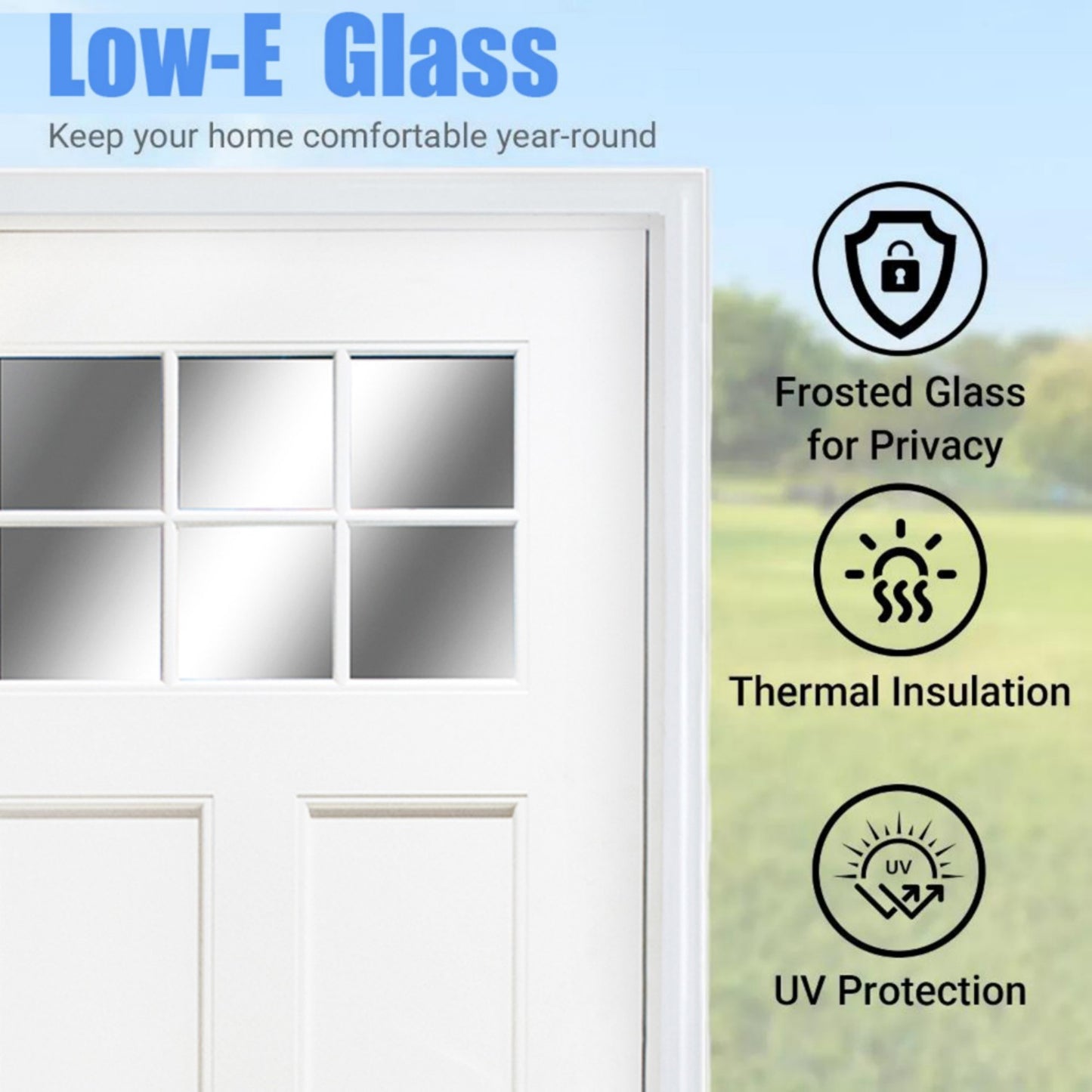 Dexmalle 36'' x 80" Fiberglass Entry Door with Brickmould Left Hand Inswing
