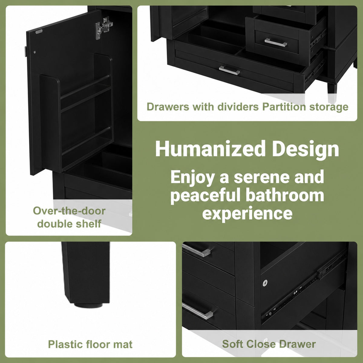 Dexmalle 36" Black Modern Bathroom Cabinet with Sink Combo Set