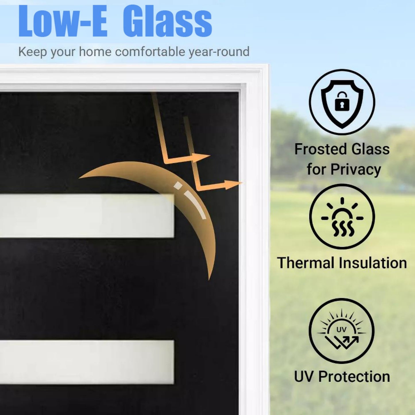 Dexmalle Left Hand Inswing 36 x 80 Fiberglass Entry Door with White Vinyl Frame