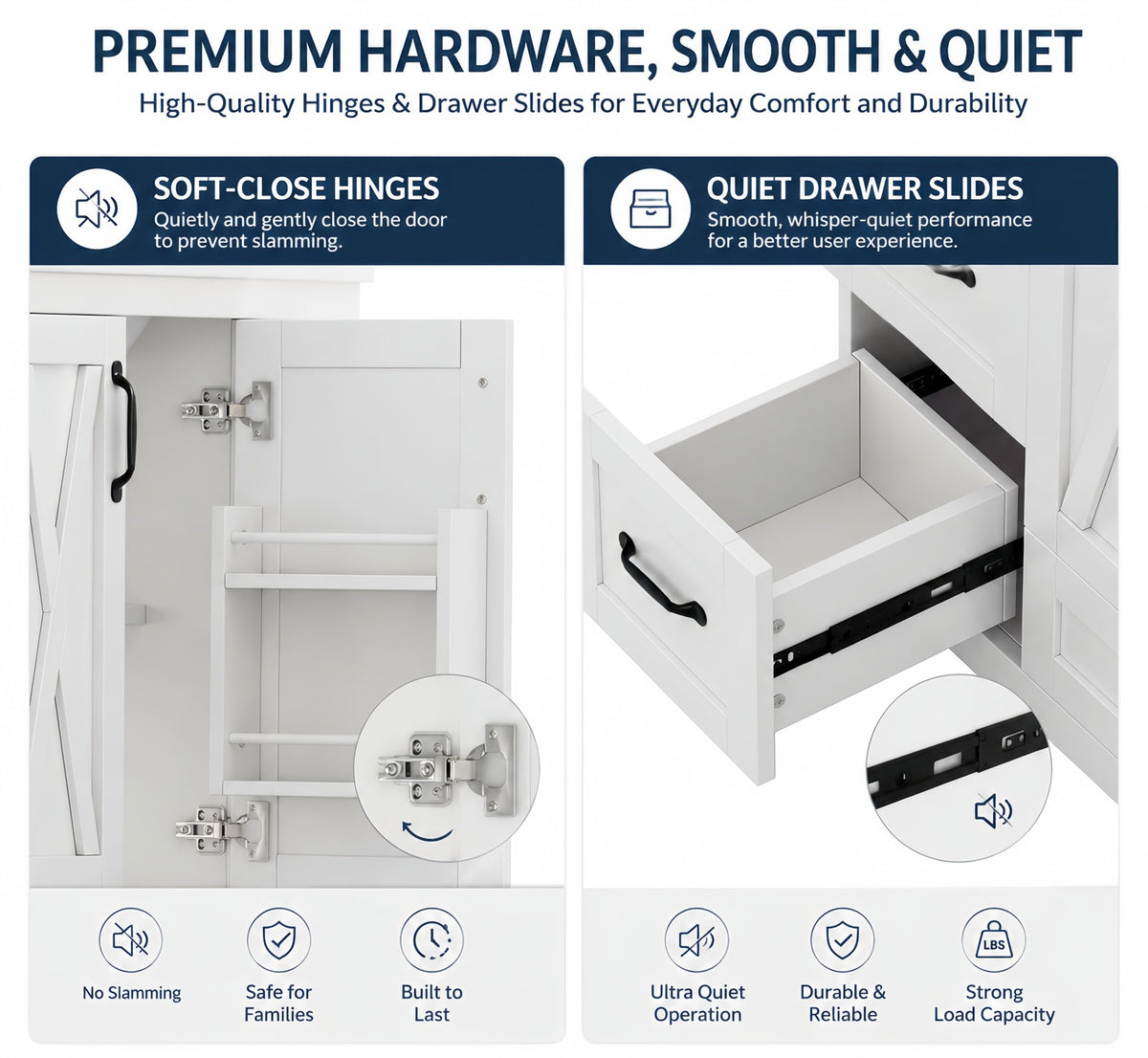 Dexmalle 48 Inch White Bathroom Vanity with Sink