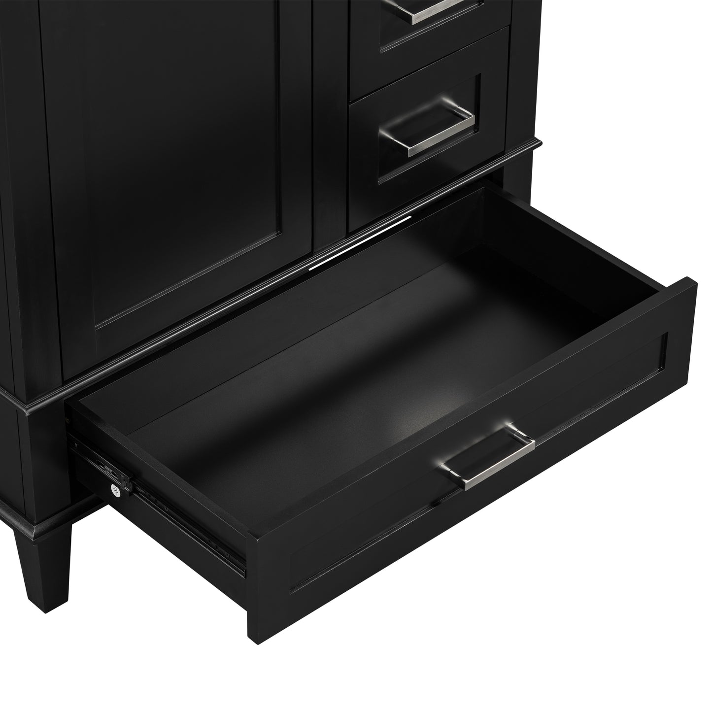 Dexmalle 30-in Black Freestanding Single Sink Bathroom Vanity with White Ceramic Top and Drawers