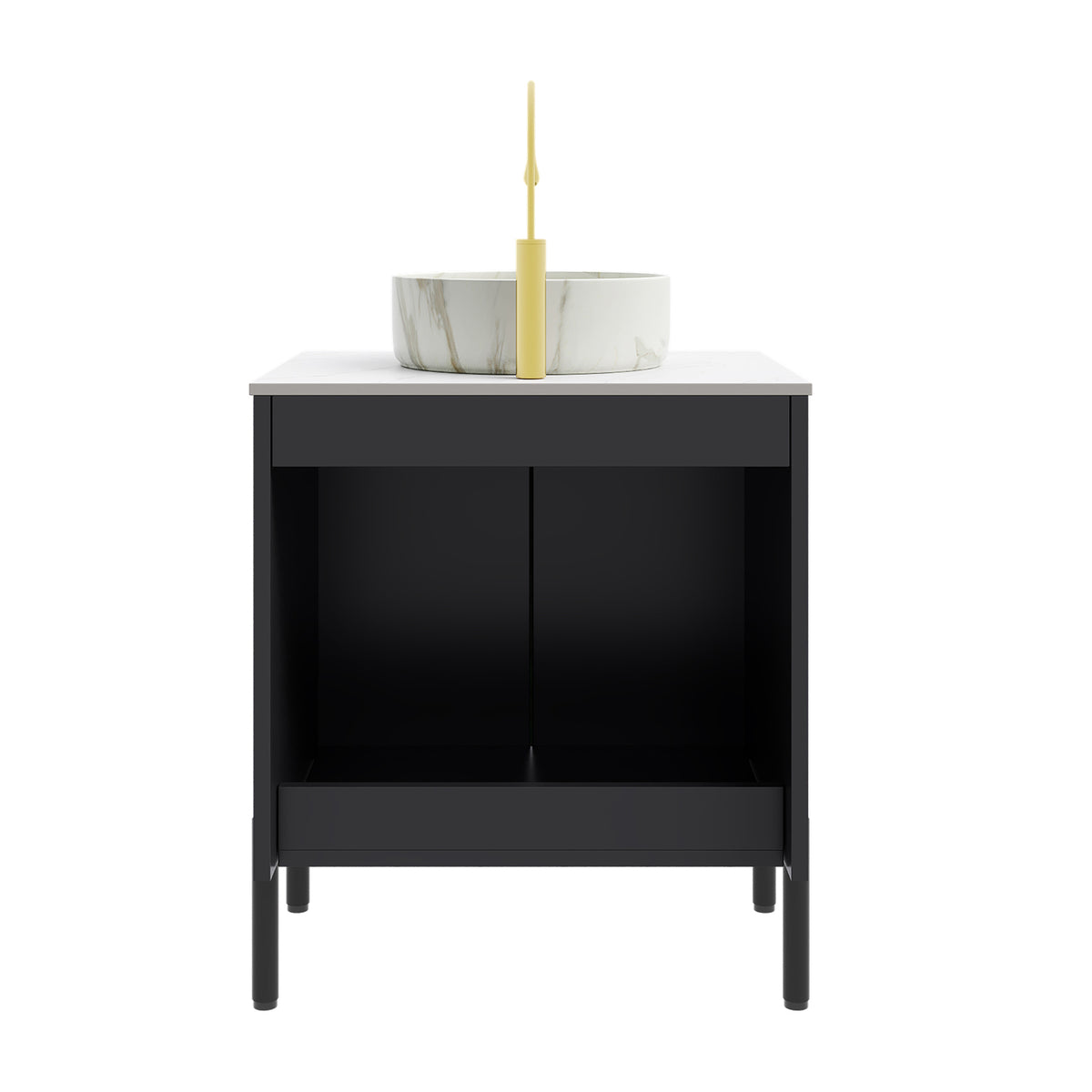 Dexmalle 24" Bathroom Vanity with Sink, Freestanding Bathroom Storage Cabinet with 2 Doors, White Round Ceramic Basin