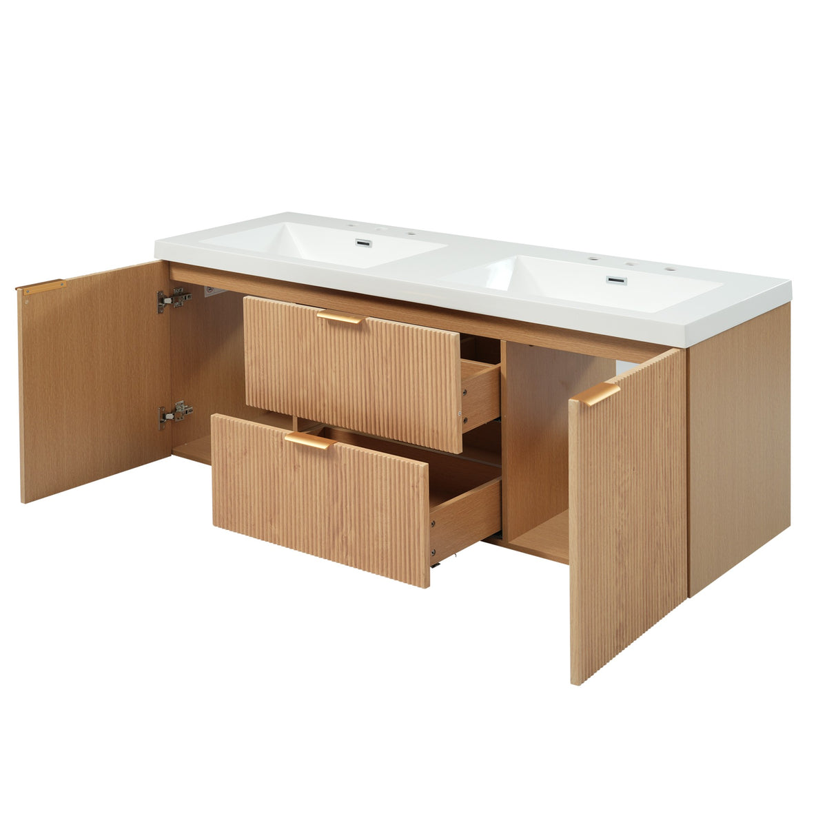 Dexmalle 59.3 Inch Double Sink Bathroom Vanity with SMC Resin Top