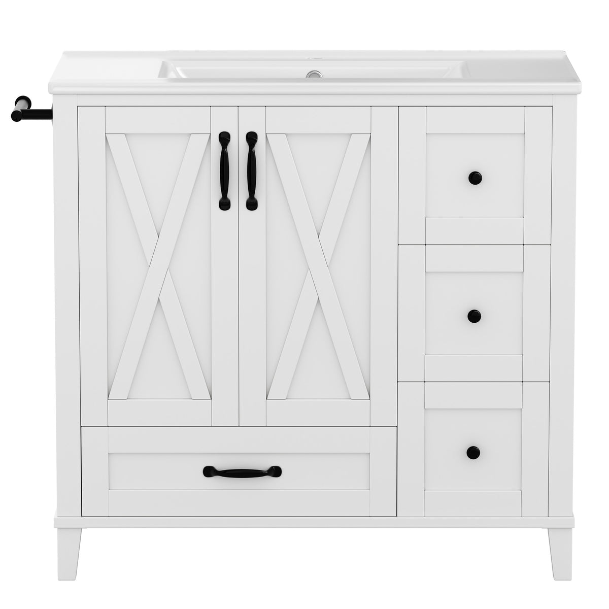 Dexmalle 36 Inch White Bathroom Vanity with Sink