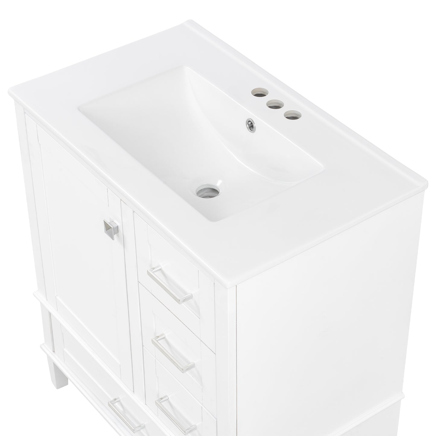 Dexmalle 30-in White Modern Freestanding Single Sink Bathroom Vanity with Ceramic Sink