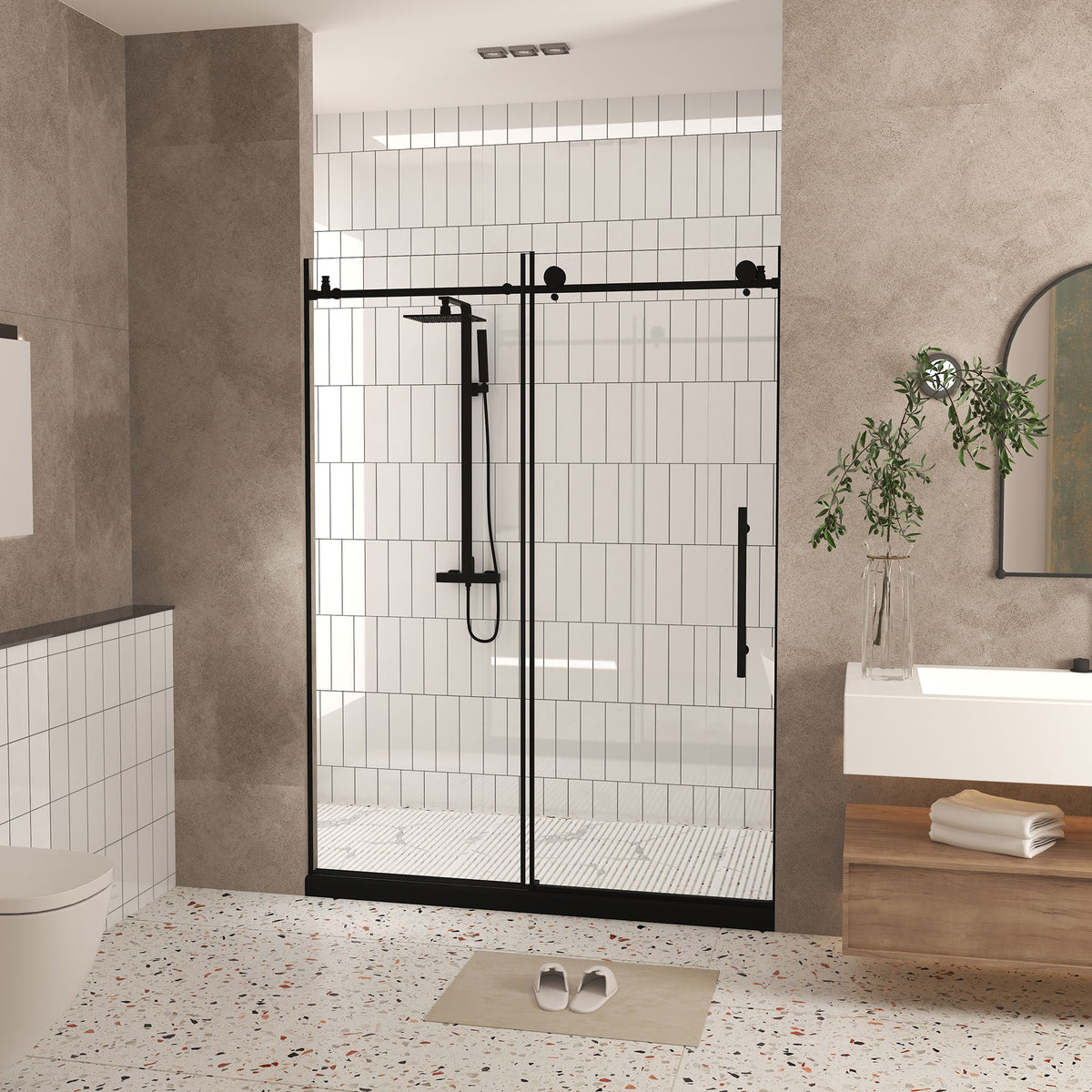 Dexmalle Frameless shower door 56-60 "W x 76" H