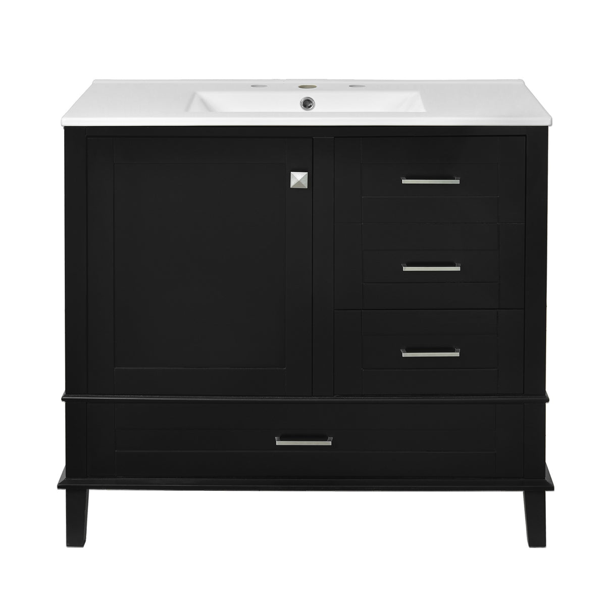 Dexmalle 36" Black Modern Bathroom Cabinet with Sink Combo Set
