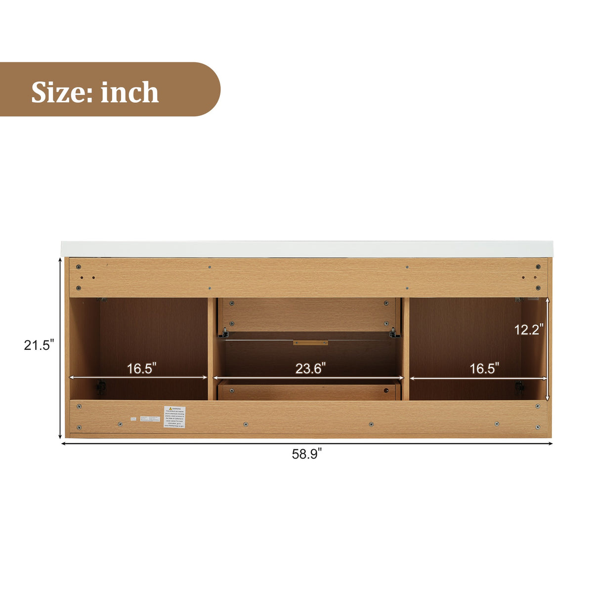 Dexmalle 59.3 Inch Double Sink Bathroom Vanity with SMC Resin Top