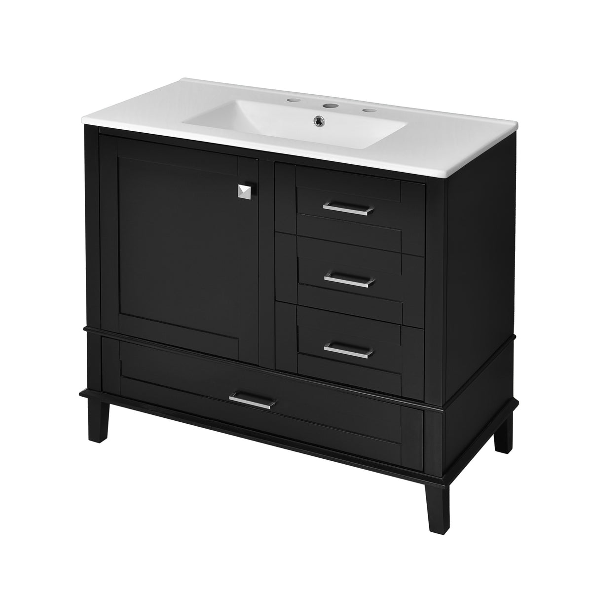 Dexmalle 36" Black Modern Bathroom Cabinet with Sink Combo Set