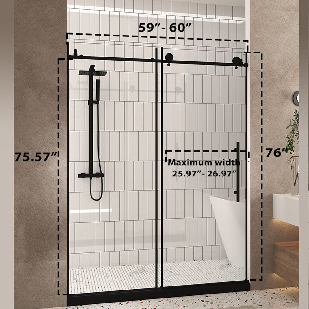 Dexmalle Frameless shower door 56-60 "W x 76" H