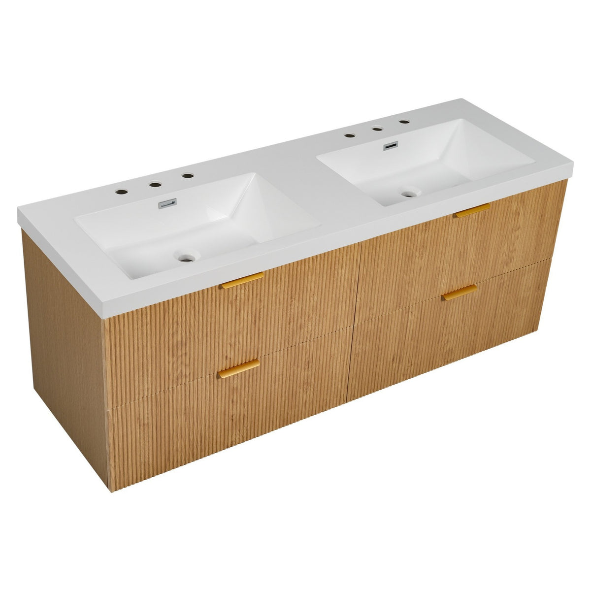 Dexmalle 59.3 Inch Double Sink Bathroom Vanity with SMC Top