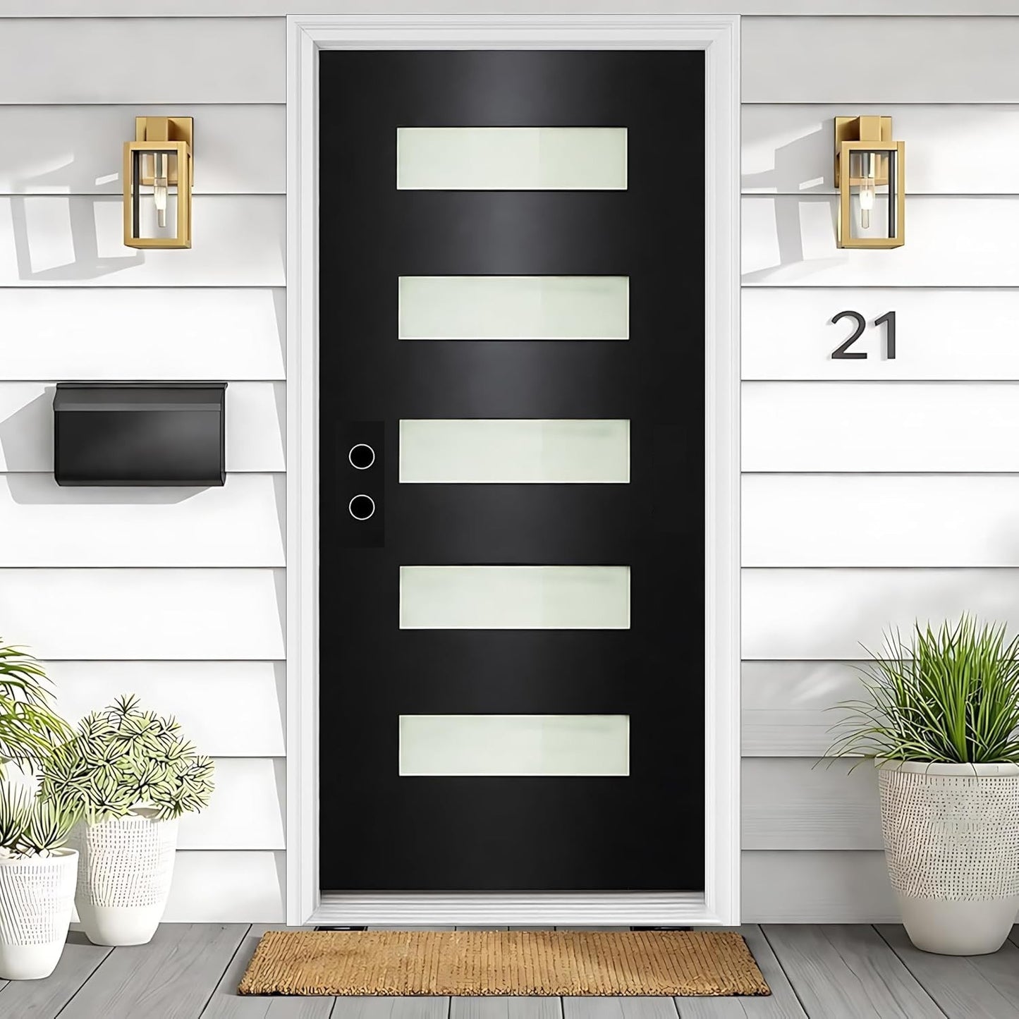 Dexmalle Right Hand Inswing 36 x 80 Fiberglass Entry Door with 4-9/16 White Vinyl Frame