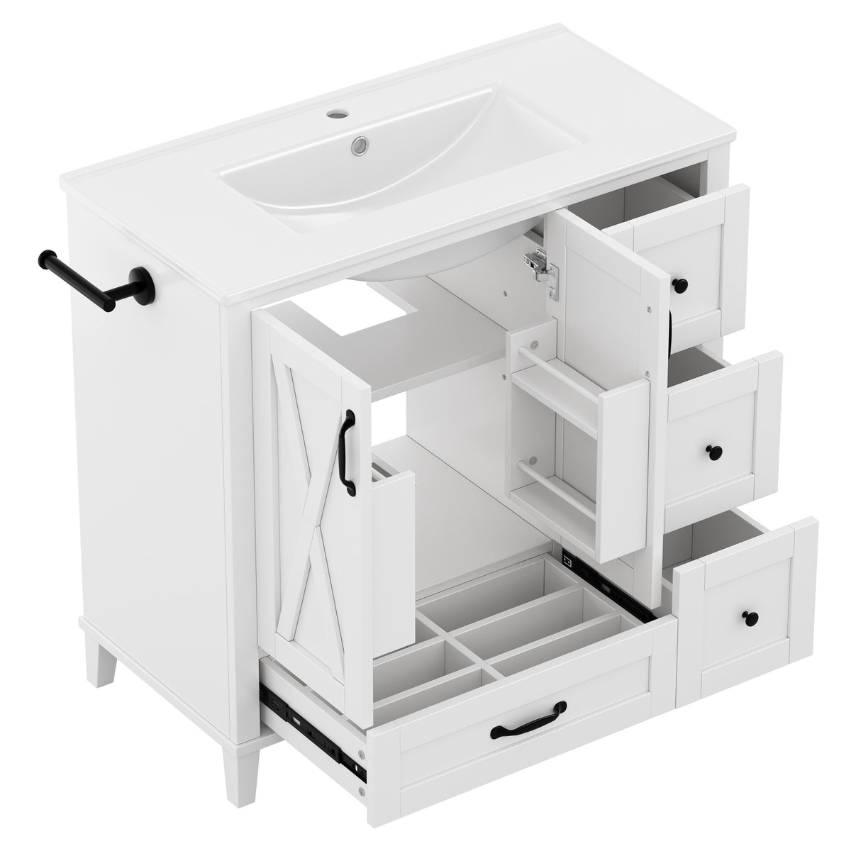 Dexmalle 36 Inch White Bathroom Vanity with Sink